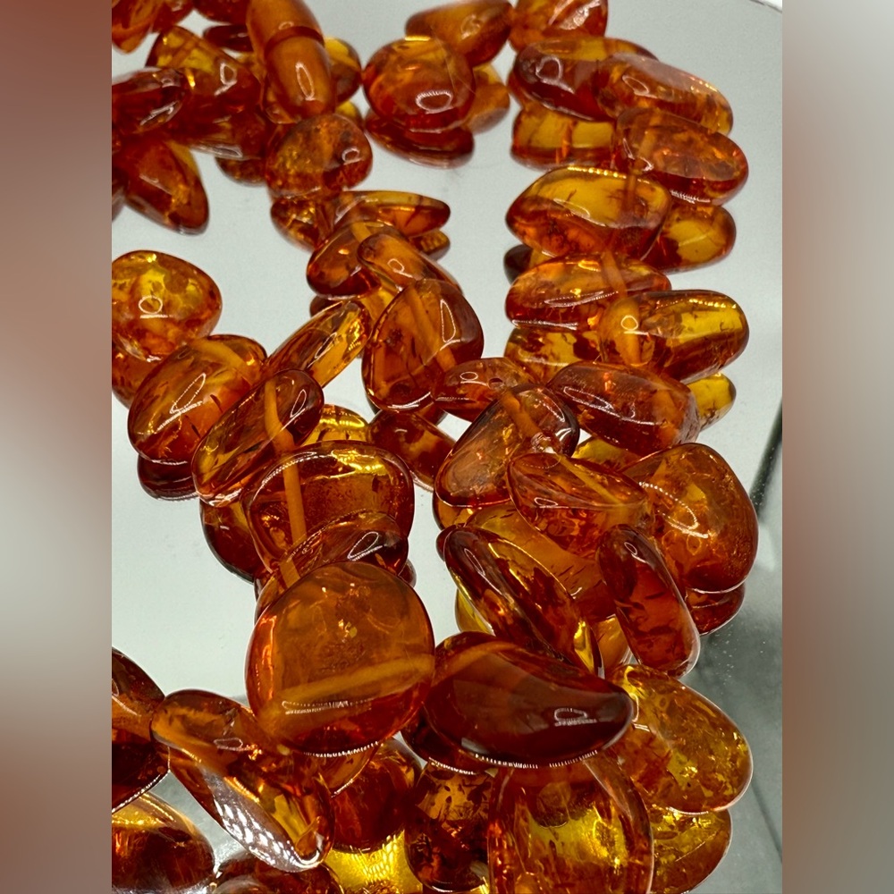 Genuine Baltic Amber Necklace with Amber Screw Clasp 24" Long - Picture 16 of 17
